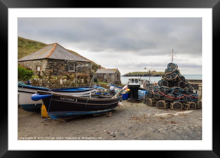 Mullion Cove Harbour Framed Mounted Print by Andy Durnin