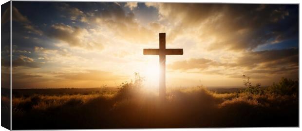 Cross at sunset Canvas Print by Guido Parmiggiani