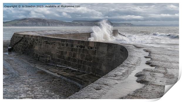 A stormy sea in Lyme Regis Print by Jo Sowden