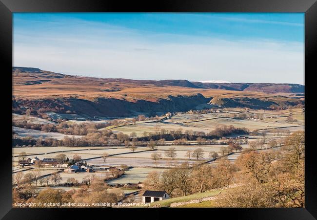 Towards a Frosty Holwick from Middle Side, Teesdale Framed Print by Richard Laidler