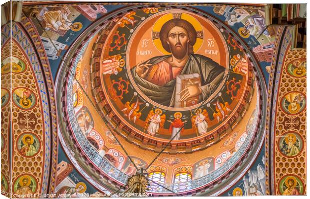  The dome of Agios Minas cathedral Heraklion Canvas Print by Bryan Attewell