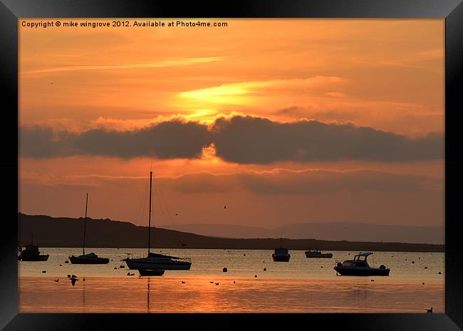 Mudeford Quay Sunset Framed Print by mike wingrove
