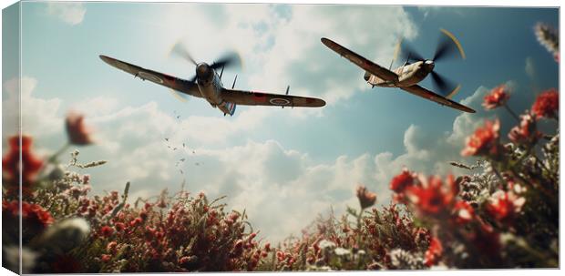 Spitfires Fly By  Canvas Print by CC Designs