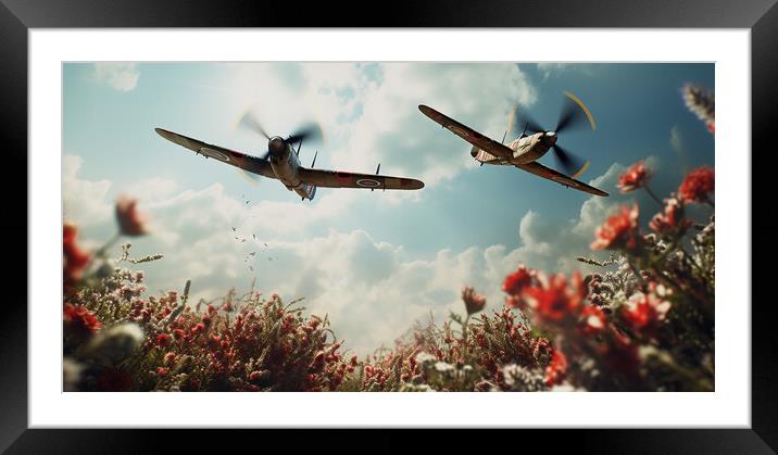 Spitfires Fly By  Framed Mounted Print by CC Designs