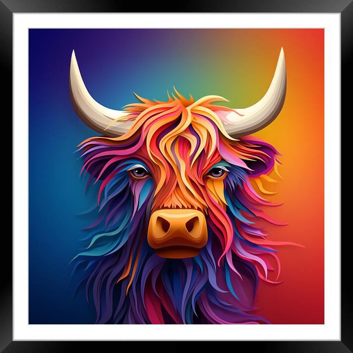 The Highland Cow Square  Framed Mounted Print by CC Designs
