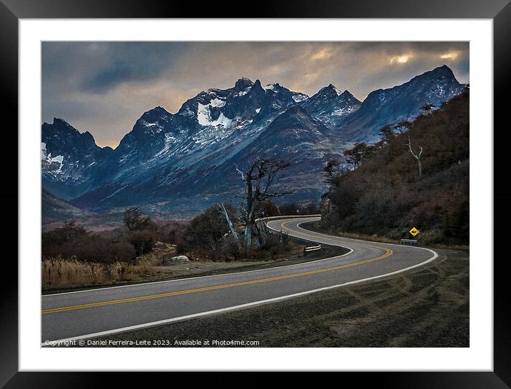 Highway crossing moutains landscape, tierra del fuego, argentina Framed Mounted Print by Daniel Ferreira-Leite