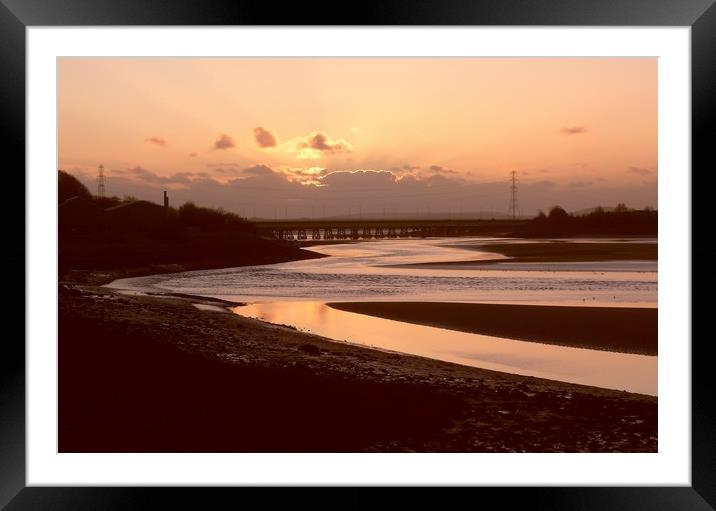 Lougher Bridge at Sunset. Framed Mounted Print by Becky Dix