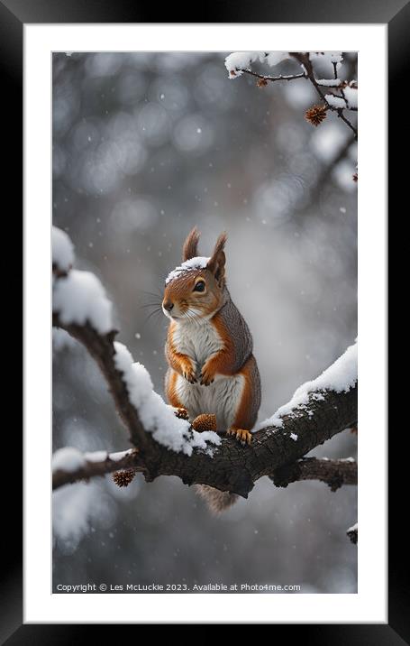 Ai generated Squirrel Framed Mounted Print by Les McLuckie