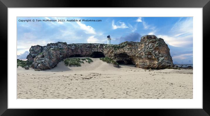 The Covesea Caves and Lighthouse Framed Mounted Print by Tom McPherson