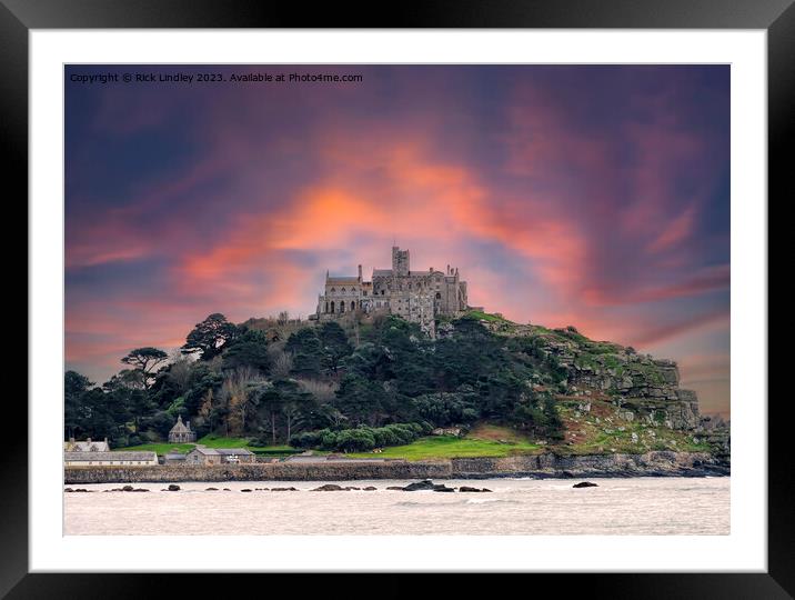 Sunset St Michael,s Mount Framed Mounted Print by Rick Lindley