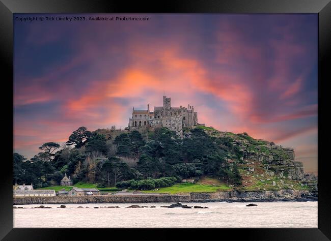 Sunset St Michael,s Mount Framed Print by Rick Lindley