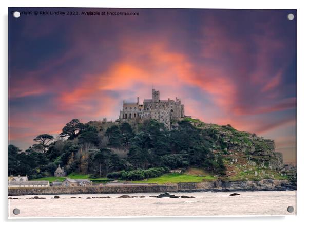 Sunset St Michael,s Mount Acrylic by Rick Lindley