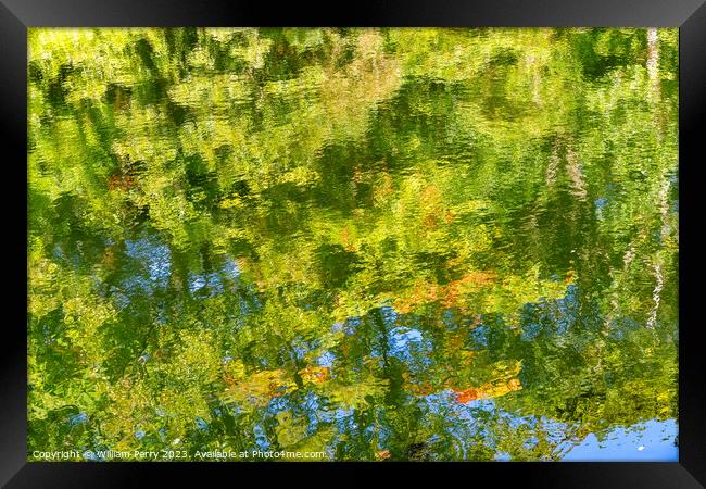 Orange Green Blue Water Reflection Abstract Habikino Osaka Japan Framed Print by William Perry