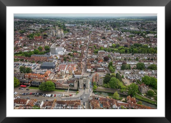 Canterbury from the Westgate  Framed Mounted Print by Evolution Drone