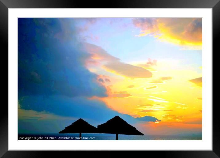 Greek Sunset. Framed Mounted Print by john hill