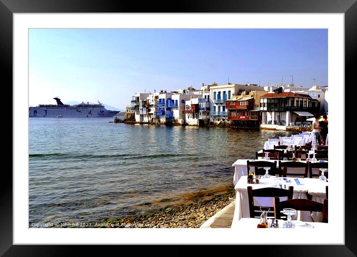 Little Venice, Mykonos, Greece. Framed Mounted Print by john hill