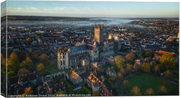 Autumn Morning - Canterbury Cathedral Canvas Print by Evolution Drone