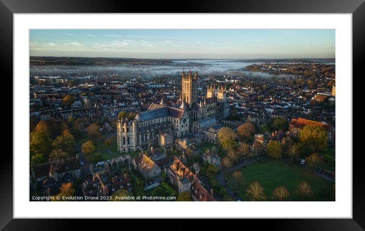 Autumn Morning - Canterbury Cathedral Framed Mounted Print by Evolution Drone