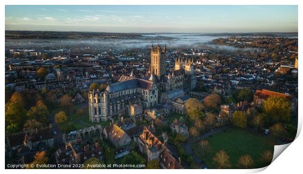 Autumn Morning - Canterbury Cathedral Print by Evolution Drone