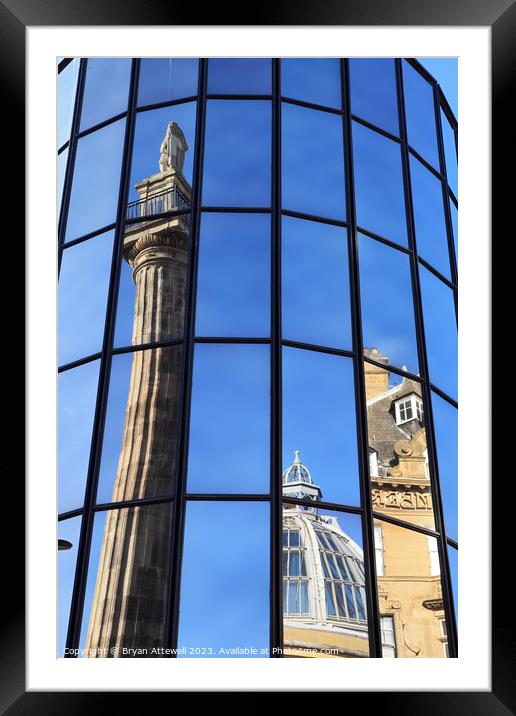 Grey's Monument reflection Framed Mounted Print by Bryan Attewell