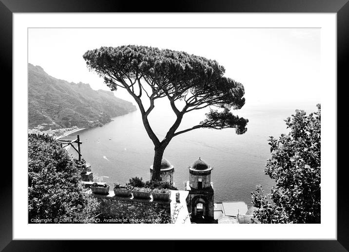 Ravello Views Italy in Black and White Framed Mounted Print by Diana Mower
