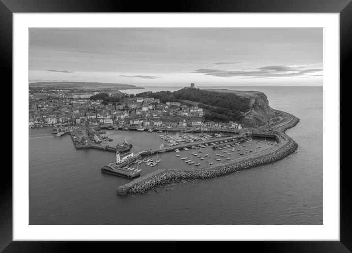 Scarborough Black and White Framed Mounted Print by Apollo Aerial Photography
