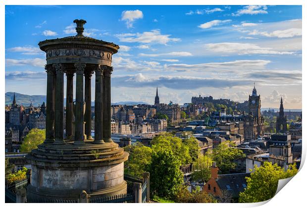 Edinburgh City Skyline From Calton Hill Print by Artur Bogacki