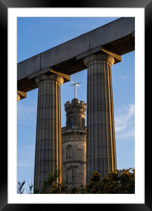 Nelson Monument and National Monument of Scotland Framed Mounted Print by Artur Bogacki