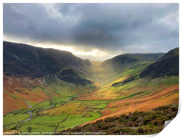 Views across the Newlands Valley Print by EMMA DANCE PHOTOGRAPHY