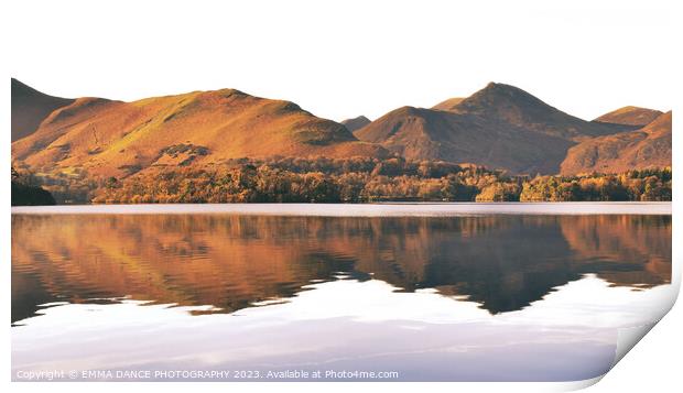 Autumn reflections on Derwentwater Print by EMMA DANCE PHOTOGRAPHY