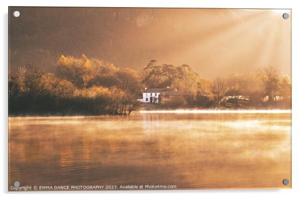 Morning mist on Derwentwater Acrylic by EMMA DANCE PHOTOGRAPHY
