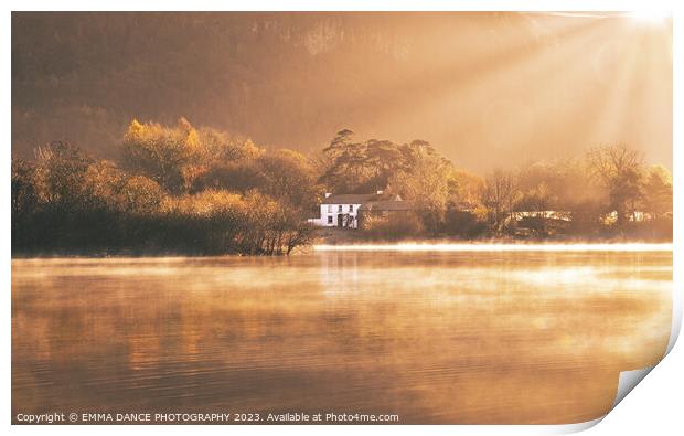 Morning mist on Derwentwater Print by EMMA DANCE PHOTOGRAPHY