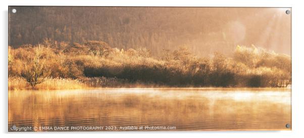 Morning mist on Derwentwater Acrylic by EMMA DANCE PHOTOGRAPHY