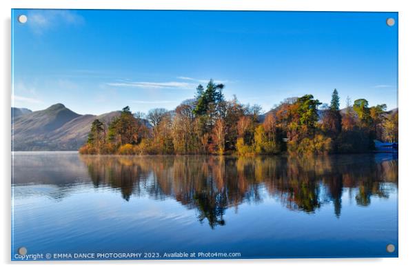 Autumn reflections on Derwentwater Acrylic by EMMA DANCE PHOTOGRAPHY