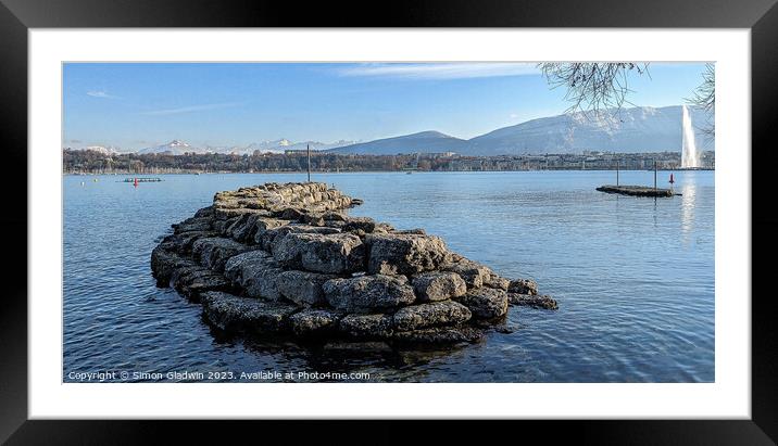 A view across Lake Geneva Framed Mounted Print by Simon Gladwin