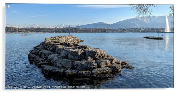 A view across Lake Geneva Acrylic by Simon Gladwin