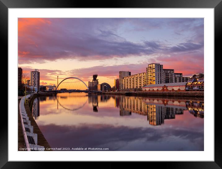 The Squinty Bridge at Sunset Framed Mounted Print by Janet Carmichael