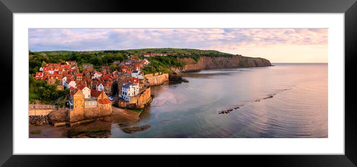 Robin Hood's Bay Aerial Panoramic Framed Mounted Print by Tim Hill