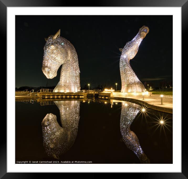 The Kelpies Reflected Framed Mounted Print by Janet Carmichael