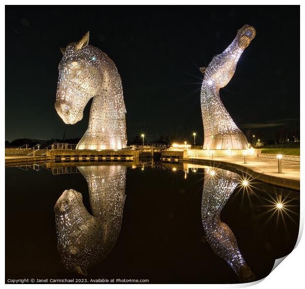 The Kelpies Reflected Print by Janet Carmichael