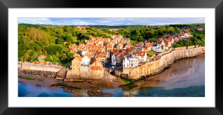 Robin Hood's Bay Aerial Panoramic Framed Mounted Print by Tim Hill