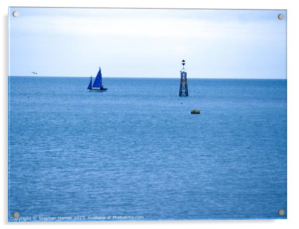 Sail On Blue Acrylic by Stephen Hamer