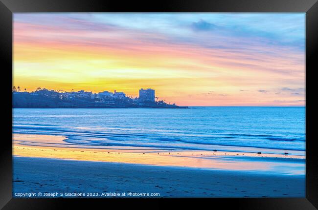 A La Jolla Shore Beach Sunset Framed Print by Joseph S Giacalone