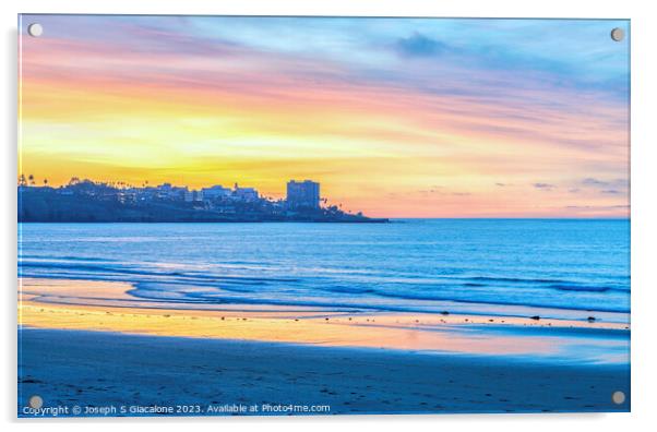 A La Jolla Shore Beach Sunset Acrylic by Joseph S Giacalone