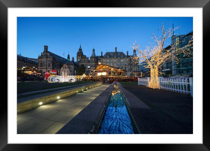 Sheffield Peace Gardens at Christmas  Framed Mounted Print by Alison Chambers