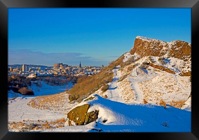 Holyrood Park Snow, Edinburgh, Scotland, UK Framed Print by Arch White