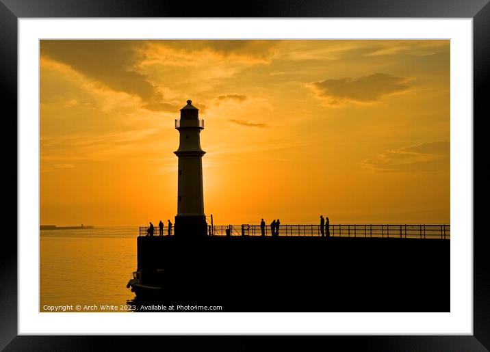  Newhaven Lighthouse at dusk, Semi-Silhouette at s Framed Mounted Print by Arch White