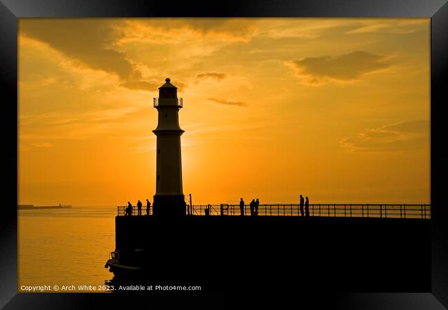  Newhaven Lighthouse at dusk, Semi-Silhouette at s Framed Print by Arch White