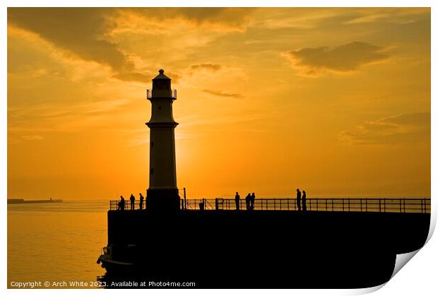  Newhaven Lighthouse at dusk, Semi-Silhouette at s Print by Arch White