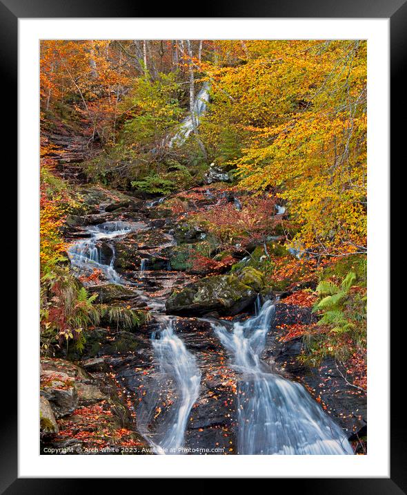 Waterfall flowing towards River Tay, Kenmore, Pert Framed Mounted Print by Arch White